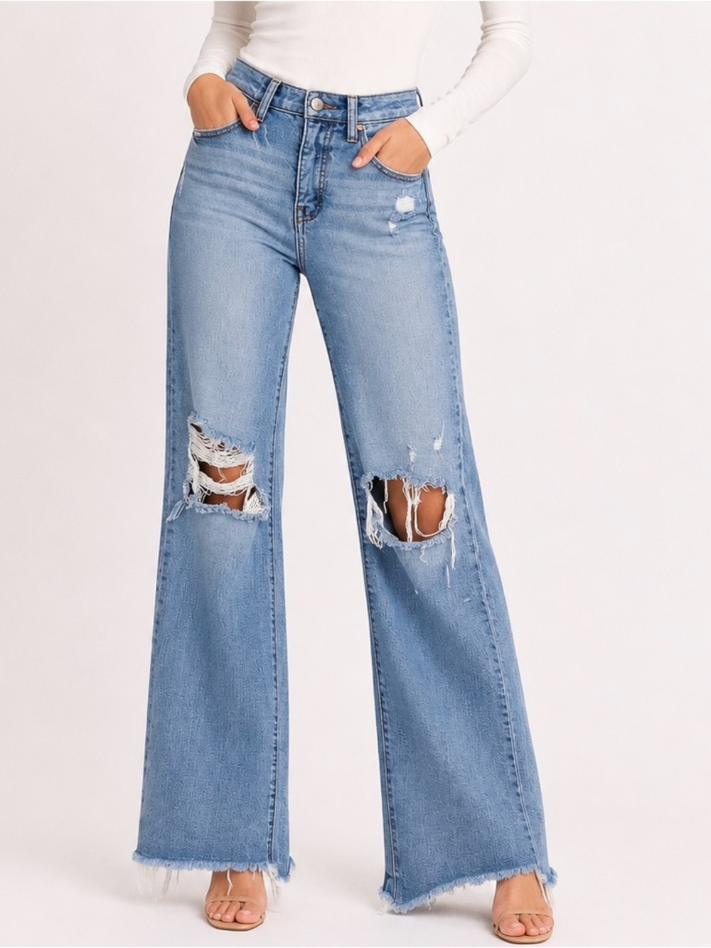 BKE Billie High Rise Wide Leg Distressed Jeans 28x32